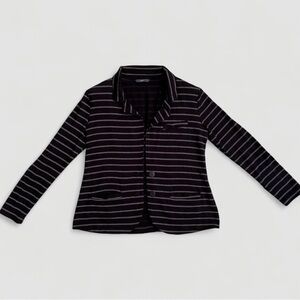 Tart Maternity Black and Gray Striped Jersey Blazer | Size Medium